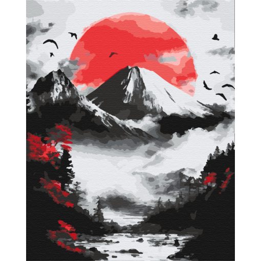 Panorama in Japan - 3-teiliges Malen-nach-Zahlen-Set auf Leinwand