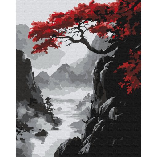 Panorama in Japan - 3-teiliges Malen-nach-Zahlen-Set auf Leinwand