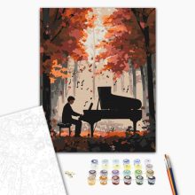 Klavierklang im Wald - Malen-nach-Zahlen-Set auf Keilrahmen 40x50