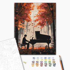   Klavierklang im Wald - Malen-nach-Zahlen-Set auf Keilrahmen 40x50