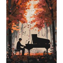 Klavierklang im Wald - Malen-nach-Zahlen-Set auf Keilrahmen 40x50