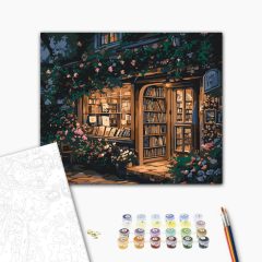   Gemütliche Buchhandlung - Malen-nach-Zahlen-Set auf Keilrahmen 40x50
