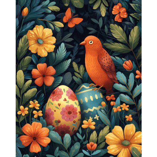 Húsvéti madár - Számfestő készlet kereten 40x50