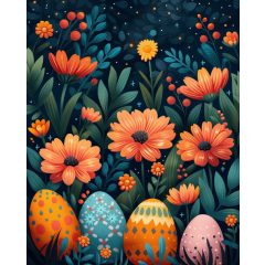 Húsvéti virág - Számfestő készlet kereten 40x50