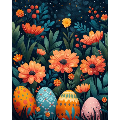 Húsvéti virág - Számfestő készlet kereten 40x50