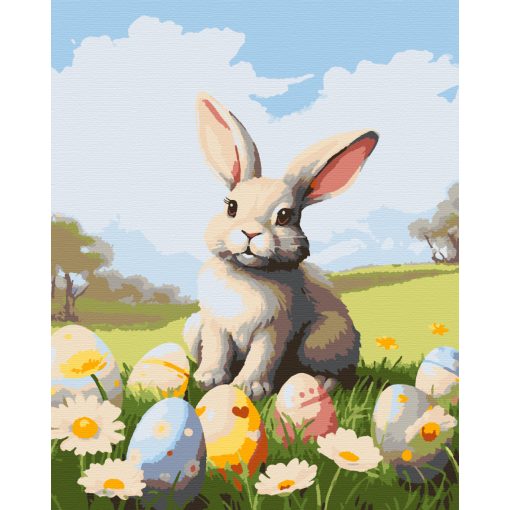 Húsvéti nyuszi - Számfestő készlet kereten 40x50