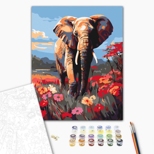 Afrikai elefánt - Számfestő készlet kereten 40x50
