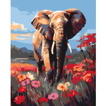 Afrikai elefánt - Számfestő készlet kereten 40x50