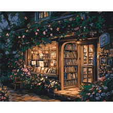 Gemütliche Buchhandlung - Malen-nach-Zahlen-Set auf Keilrahmen 40x50