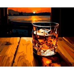 Pohár whisky - Számfestő készlet kereten 40x50