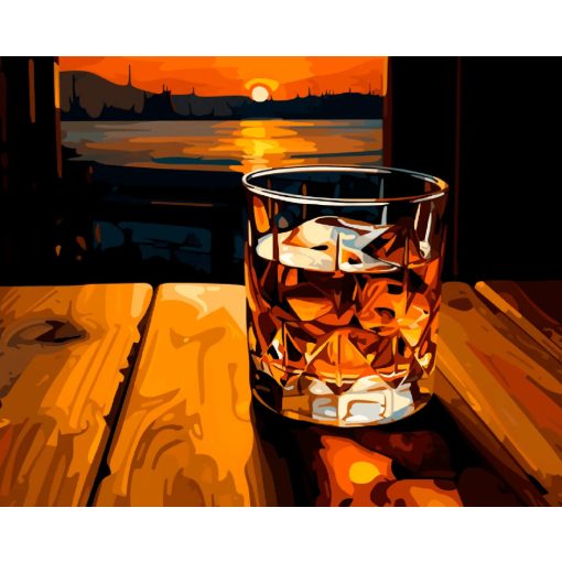 Pohár whisky - Számfestő készlet kereten 40x50