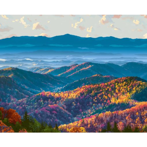 Great Smoky Mountains nemzeti park - Számfestő készlet kereten 40x50