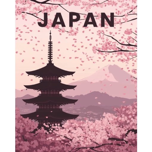 Japán - Számfestő készlet kereten 40x50