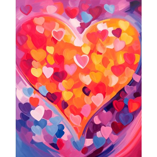 Szívek csokra - Számfestő készlet kereten 40x50