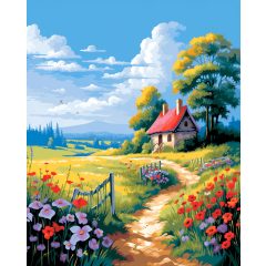 Virágos rét - Számfestő készlet kereten 40x50