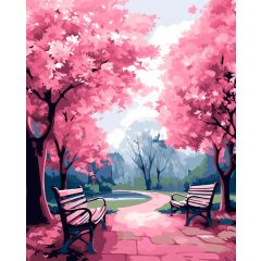 Rózsaszín park - Számfestő készlet kereten 40x50
