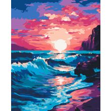 Rózsaszín naplemente - Számfestő készlet kereten 40x50