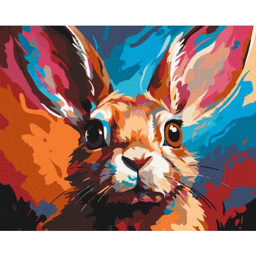 Festett nyúl - Számfestő készlet kereten 40x50