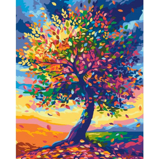 Fa élénk színekben - Számfestő készlet kereten 40x50