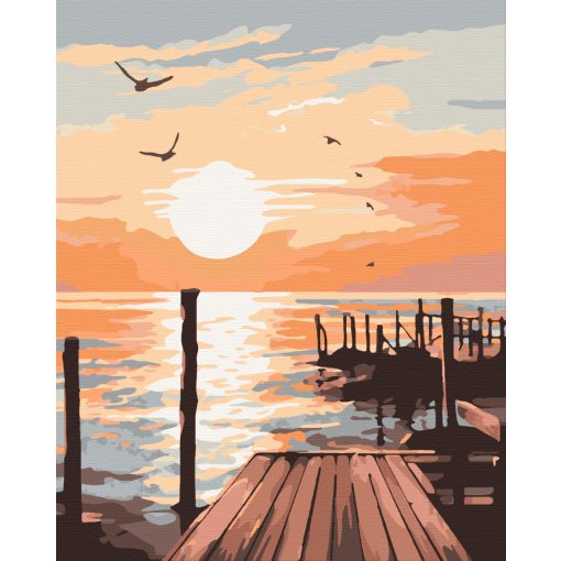 Napnyugta dokk - Számfestő készlet kereten 40x50
