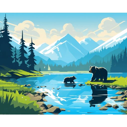 Smaragd-tó - Számfestő készlet kereten 40x50