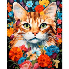 Macska virágok - Számfestő készlet kereten 40x50