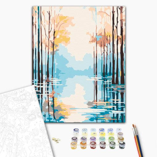 Elárasztott erdő - Számfestő készlet kereten 40x50