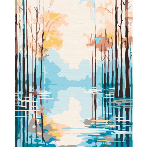 Elárasztott erdő - Számfestő készlet kereten 40x50