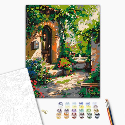 Virágos ajtó - Számfestő készlet kereten 40x50