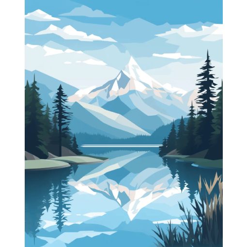 Fagyott hegycsúcs - Számfestő készlet kereten 40x50