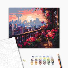 Erkély - Számfestő készlet kereten 40x50