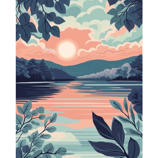 Gyengéd napkelte - Számfestő készlet kereten 40x50