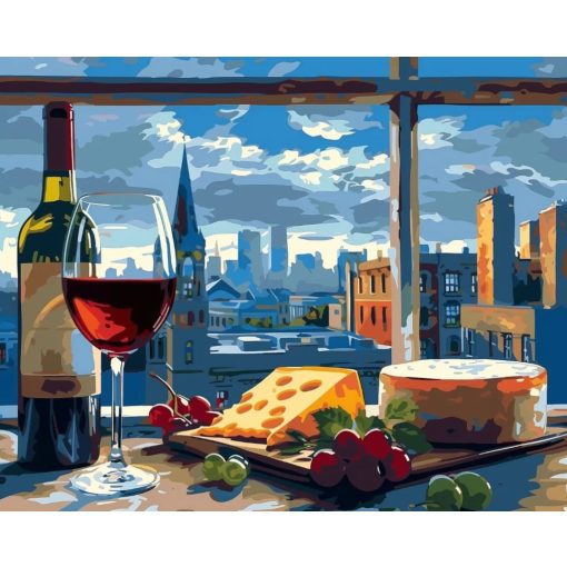 Sajt és bor - Számfestő készlet kereten 40x50