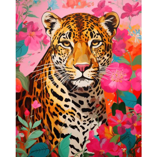 Leopárdkert - Számfestő készlet kereten 40x50