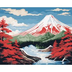 Vörös Fuji - Számfestő készlet kereten 40x50