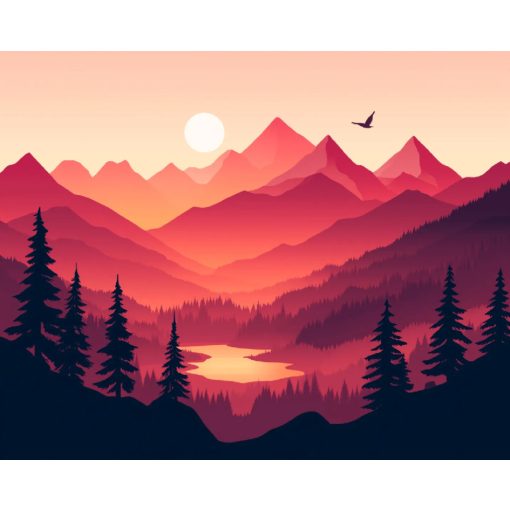 Vörös völgy - Számfestő készlet kereten 40x50