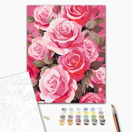 Rózsás elegancia - Számfestő készlet kereten 40x50