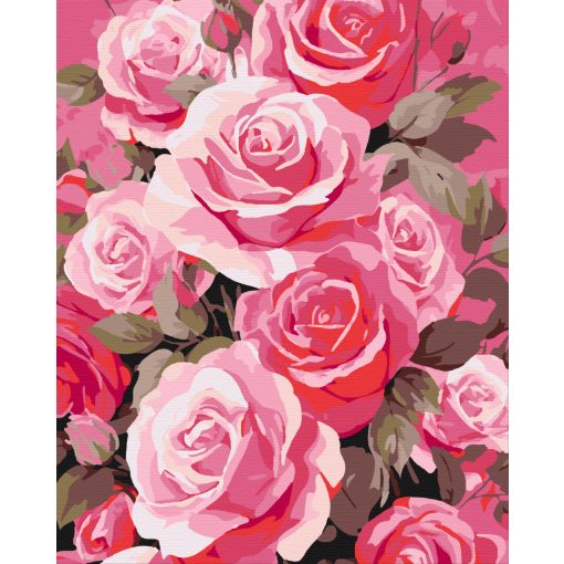 Rózsás elegancia - Számfestő készlet kereten 40x50