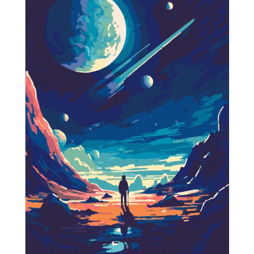 Űrséta - Számfestő készlet kereten 40x50