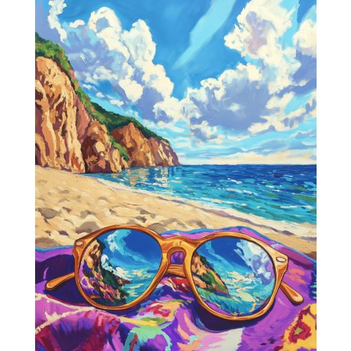 Napos tengerpart - Számfestő készlet kereten 40x50