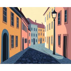 Egyszerű utcácska - Számfestő készlet kereten 40x50