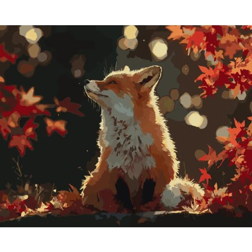Őszi róka - Számfestő készlet kereten 40x50