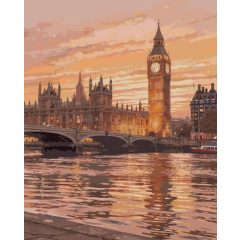   Big Ben a naplementében - Számfestő készlet kereten 40x50