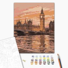   Big Ben a naplementében - Számfestő készlet kereten 40x50