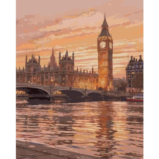 Big Ben a naplementében - Számfestő készlet kereten 40x50