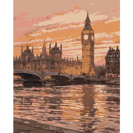 Big Ben a naplementében - Számfestő készlet kereten 40x50
