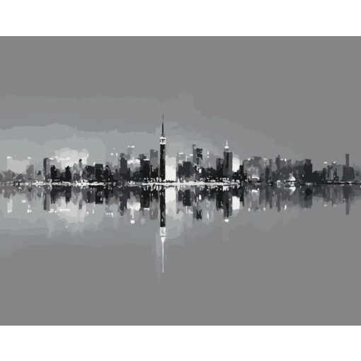 Városi tükörkép - Számfestő készlet kereten 40x50