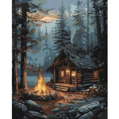 Hangulatos tábortűz - Számfestő készlet kereten 40x50