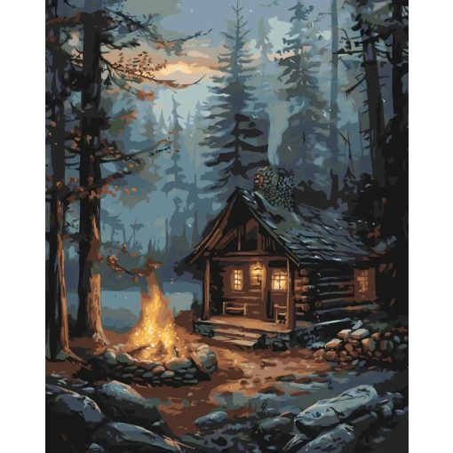 Hangulatos tábortűz - Számfestő készlet kereten 40x50