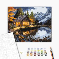 Hangulatos tóház - Számfestő készlet kereten 40x50